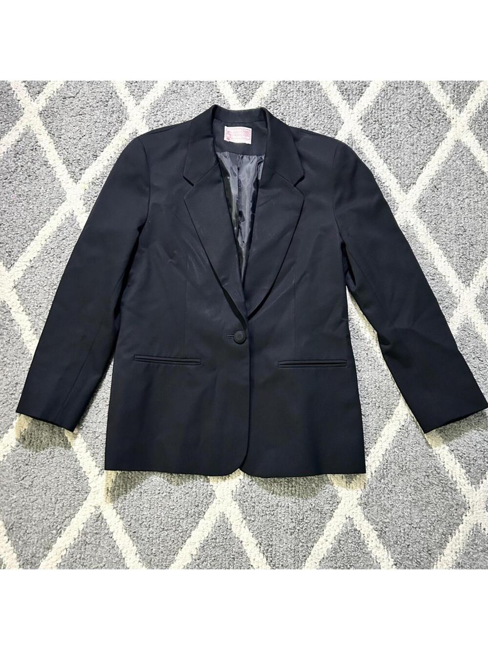 Pendleton 100% Virgin Wool Blazer Jacket Black Womens Petite Size 8